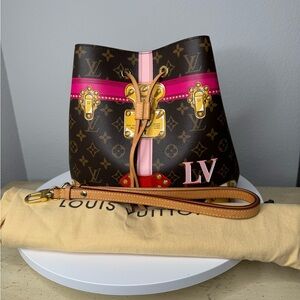 Louis Vuitton Monogram Shoulder Bag with Pink and Gold Accents
